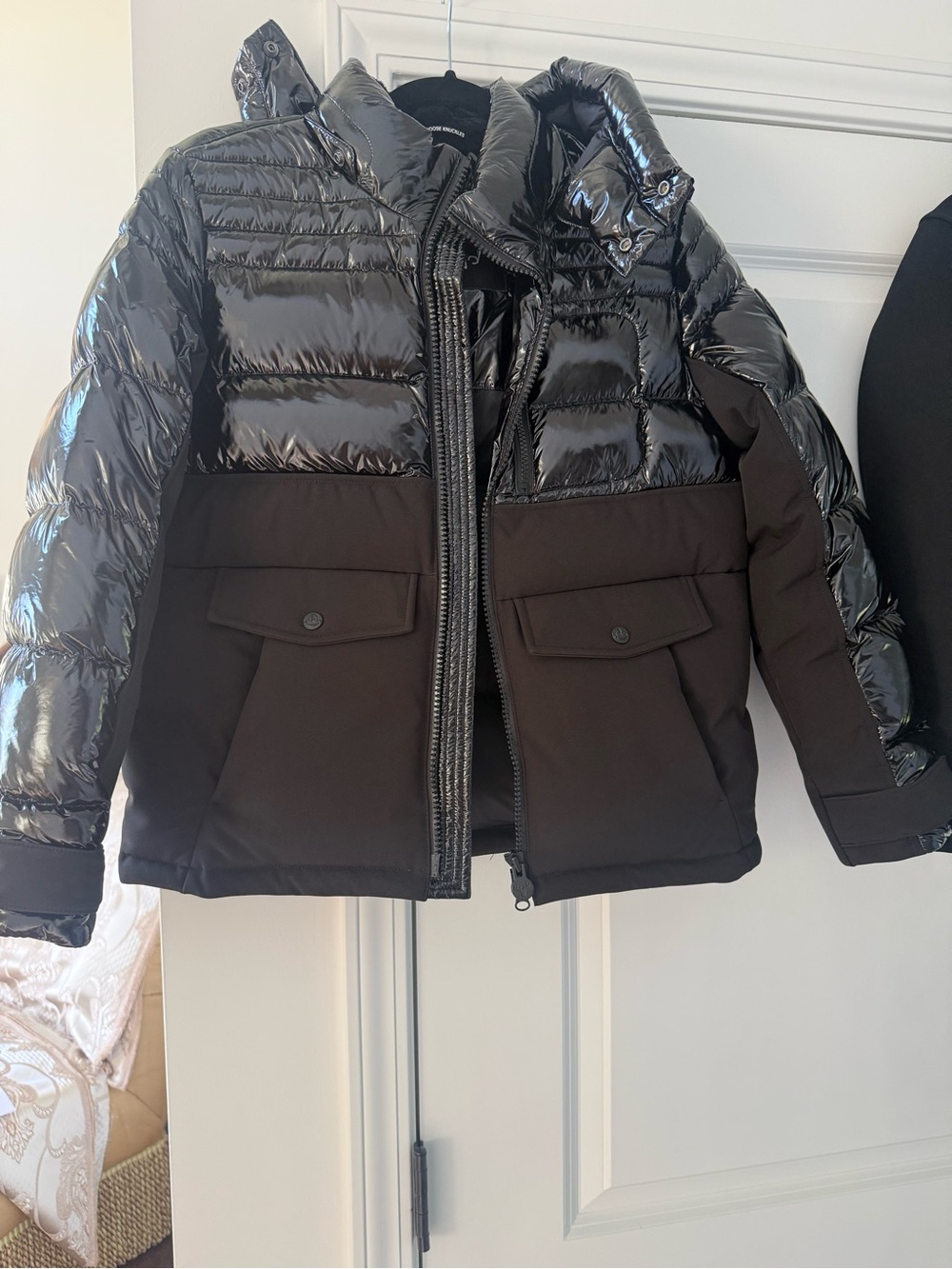 Moose Knuckles Kids Black Two‑Tone Puffer Jacket